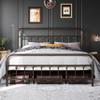Topeakmart King Size Victorian Style Metal Bed Frame with Headboard/Mattress Foundation/No Box Spring Needed/Under Bed Storage/Strong Slat Support Bronze view 1