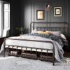 Topeakmart King Size Victorian Style Metal Bed Frame with Headboard/Mattress Foundation/No Box Spring Needed/Under Bed Storage/Strong Slat Support Bronze view 3