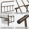 Topeakmart King Size Victorian Style Metal Bed Frame with Headboard/Mattress Foundation/No Box Spring Needed/Under Bed Storage/Strong Slat Support Bronze view 4