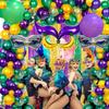 116 Pcs Mardi Gras Decorations - 2Pack Mardi Gras Tinsel Foil Fringe Curtains with Big Aluminum Mask Balloons Green Purple Yellow Mardi Gras Balloons for Mardi Gras Party Carnival Decoration view 2