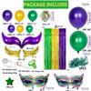 116 Pcs Mardi Gras Decorations - 2Pack Mardi Gras Tinsel Foil Fringe Curtains with Big Aluminum Mask Balloons Green Purple Yellow Mardi Gras Balloons for Mardi Gras Party Carnival Decoration view 4