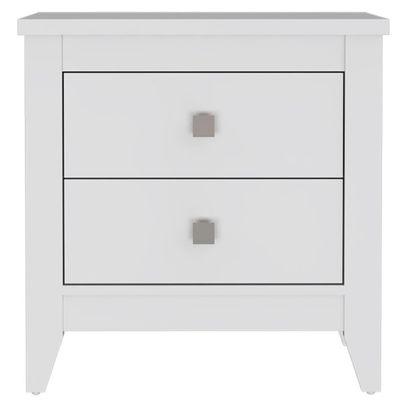 Atlin Designs Engineered Wood Nightstand for Bedroom in White Finish