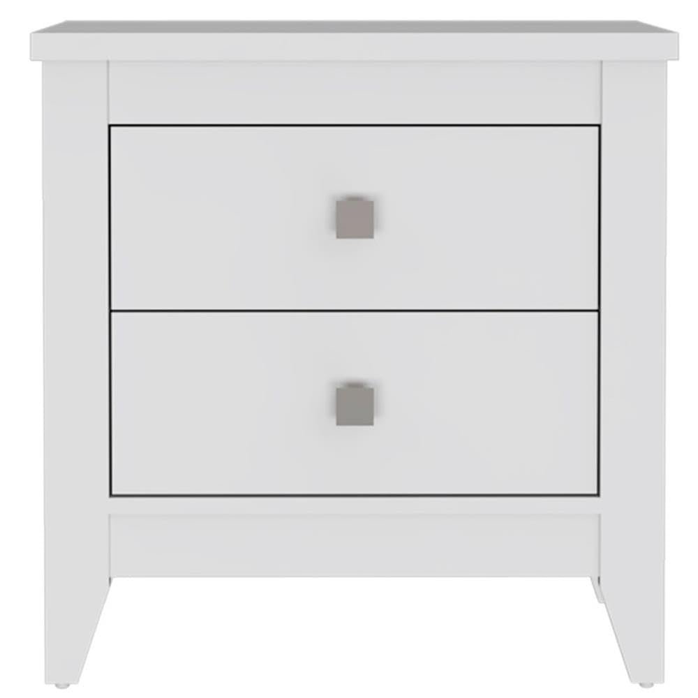 Atlin Designs Engineered Wood Nightstand for Bedroom in White Finish
