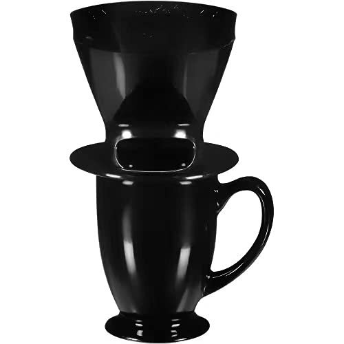 64010 Replace Melitta Cone Pour-Over Coffee Brewer with ceramic Mug, Black