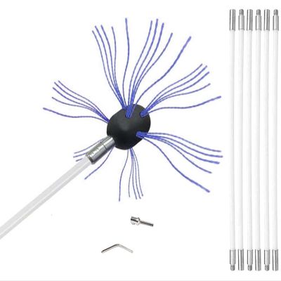 chimney sweep kit Chimney Sweep Kit Reusable Fireplace Cleaning Tool Vent Cleaner Brush With Extension Flexible Nylon Rods, Chimney Sweeping Rotary Brushes Tools For Home Fireplace Flue ( Color : Blue