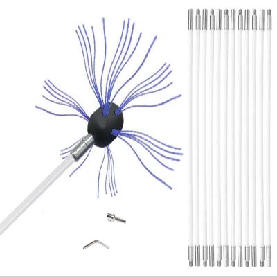 chimney sweep kit Chimney Sweep Kit, Chimney Cleaning Brush Tool Kit Rotary Drill Drive With 8/10/12 Nylon Flexible Rods Snap Locking 45 Degree Angle For Fireplace Flue ( Color : Blue , Size : 12 m )