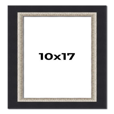 10x17 Frame Black Real Wood Picture Frame Width 2.25 Inches | Interior Frame Depth 0.5 Inches | Bridger Silver Traditional Photo Frame Complete with UV Acrylic, Foam Board Backing & Hanging Hardware
