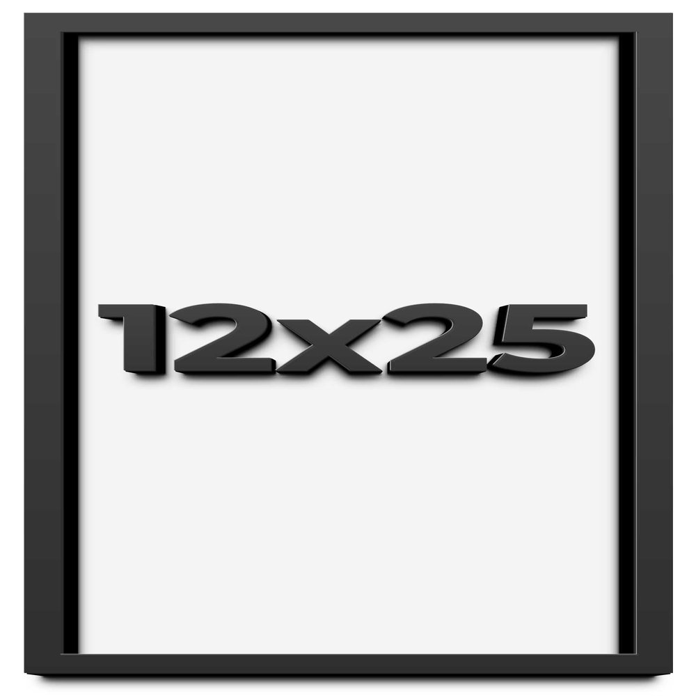12x25 Shadow Box Frame Black | 1 Inch Deep Solid Wood Shadowbox Display Frame | UV Resistant Acrylic Plexiglass, Acid Free Backing, and Hanging Hardware | Dugan Picture Frame Style