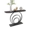 KWOKING Glam Console Accent Table Semi-Circular 3 Circles Base Console Table Side Table Against The Wall Ultra-Narrow Entry Door Porch Table Black Base Black Top 47" L x 12" W x 31" H view 1