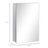 kleankin Wall-Mounted Medicine Cabinet with Mirror, Bathroom Mirror Cabinet Wall Mounted with Hinged Door, Storage Shelves for Living Room and Laundry Room, 15" x 24", Silver view 3