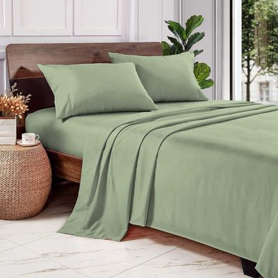 1000 Thread Count 100% Long Staple Egyptian Cotton Soft Combed, 4 Piece Sheets Set, Smooth & Soft Sateen Weave, Luxury Hotel Collection Bedding, Deep Pocket Fitted (Queen, Moss Solid)