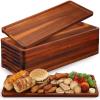 10 Pack Solid Wood Serving Trays 16.7 x 6.4 Inch Acacia Wooden Server Platter Rectangular Charcuterie Boards with Grooved Handle for Home Room Coffee Cheese Appetizer Table Farmhouse Serving Decor view 1