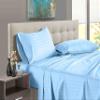 1000 Thread Count 100% Long Staple Egyptian Cotton Soft Combed, 4 Piece Sheets Set, Smooth & Soft Sateen Weave, Luxury Hotel Collection Bedding, Deep Pocket Fitted (Full, Light Blue Stripe) view 1