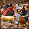 10 Pack Solid Wood Serving Trays Acacia Wooden Server Platter Rectangular Charcuterie Boards with Grooved Handle for Home Room Coffee Cheese Appetizer Table Farmhouse Serving Decor (13.8 x 5.4 Inch) view 4