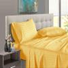 1000 Thread Count 100% Long Staple Egyptian Cotton Soft Combed, 4 Piece Sheets Set, Smooth & Soft Sateen Weave, Luxury Hotel Collection Bedding, Deep Pocket Fitted (Short Queen, Gold Stripe) view 1