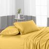 1000 Thread Count 100% Long Staple Egyptian Cotton Soft Combed, 4 Piece Sheets Set, Smooth & Soft Sateen Weave, Luxury Hotel Collection Bedding, Deep Pocket Fitted (Short Queen, Gold Stripe) view 3