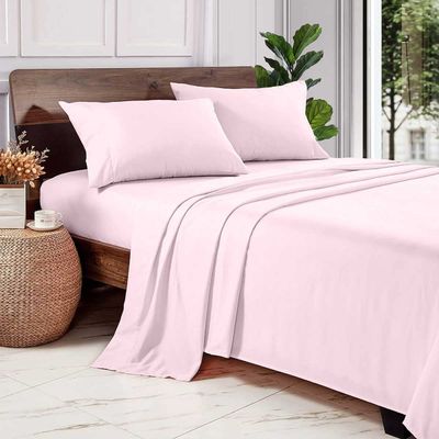 1000 Thread Count 100% Long Staple Egyptian Cotton Soft Combed, 4 Piece Sheets Set, Smooth & Soft Sateen Weave, Luxury Hotel Collection Bedding, Deep Pocket Fitted (Full, Pink Solid)