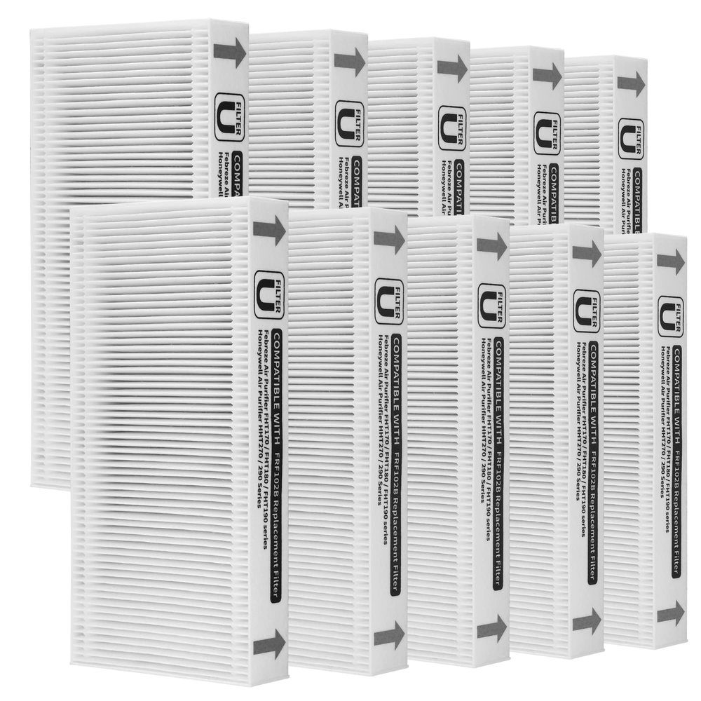 GoKBNY 10-Pack FRF102B Replacement Filter Compatible with Febreze FRF102B/FHT170/FHT180/FHT190 Purifiers and Honey-well Clean U Filter HRF201B/HHT270/HHT290 Purifiers
