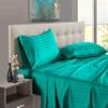 1000 Thread Count 100% Long Staple Egyptian Cotton Soft Combed, 4 Piece Sheets Set, Smooth & Soft Sateen Weave, Luxury Hotel Collection Bedding, Deep Pocket Fitted (Short Queen, Turquoise Green Stripe) view 1