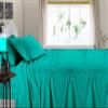 1000 Thread Count 100% Long Staple Egyptian Cotton Soft Combed, 4 Piece Sheets Set, Smooth & Soft Sateen Weave, Luxury Hotel Collection Bedding, Deep Pocket Fitted (Short Queen, Turquoise Green Stripe) view 3
