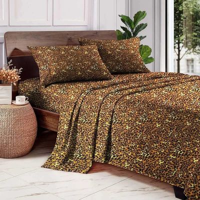 1000 Thread Count 100% Egyptian Cotton Pillow Cases, Queen Pillowcase Set of 2 Long-Staple Pillow Cover for Sleeping Soft & Silky Sateen Weave Hotel Pillowcases (Leopard Print)