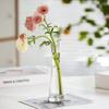 Hand-Made Blown Glass Bud Vase, Clear Small Vases for Flowers, Decorative Floral Vase Centerpiece for Wedding Living Room Office Table Home Decorations (Oblique Mouth-Blue) view 2