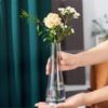 Hand-Made Blown Glass Bud Vase, Clear Small Vases for Flowers, Decorative Floral Vase Centerpiece for Wedding Living Room Office Table Home Decorations (Oblique Mouth-Blue) view 4