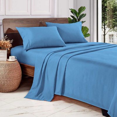 1000 Thread Count 100% Egyptian Cotton Pillow Cases, Queen Pillowcase Set of 2 Long-Staple Pillow Cover for Sleeping Soft & Silky Sateen Weave Hotel Pillowcases (Medium Blue Solid)