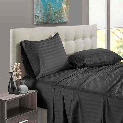 1000 Thread Count 100% Egyptian Cotton Pillow Cases, King Pillowcase Set of 2 Long-Staple Pillow Cover for Sleeping Soft & Silky Sateen Weave Hotel Pillowcases (Dark Grey Stripe)