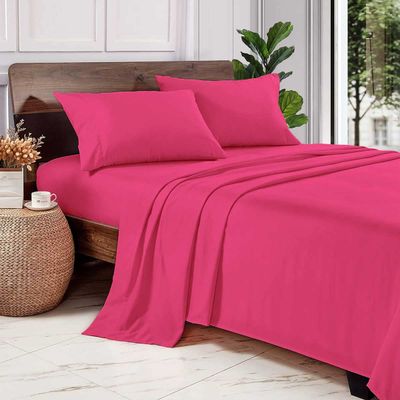 1000 Thread Count 100% Long Staple Egyptian Cotton Soft Combed, 4 Piece Sheets Set, Smooth & Soft Sateen Weave, Luxury Hotel Collection Bedding, Deep Pocket Fitted (Full XL, Hot Pink Solid)