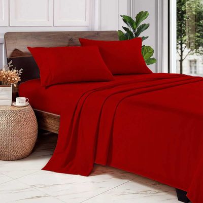 1000 Thread Count 100% Long Staple Egyptian Cotton Soft Combed, 4 Piece Sheets Set, Smooth & Soft Sateen Weave, Luxury Hotel Collection Bedding, Deep Pocket Fitted (Full, Blood Red Solid)