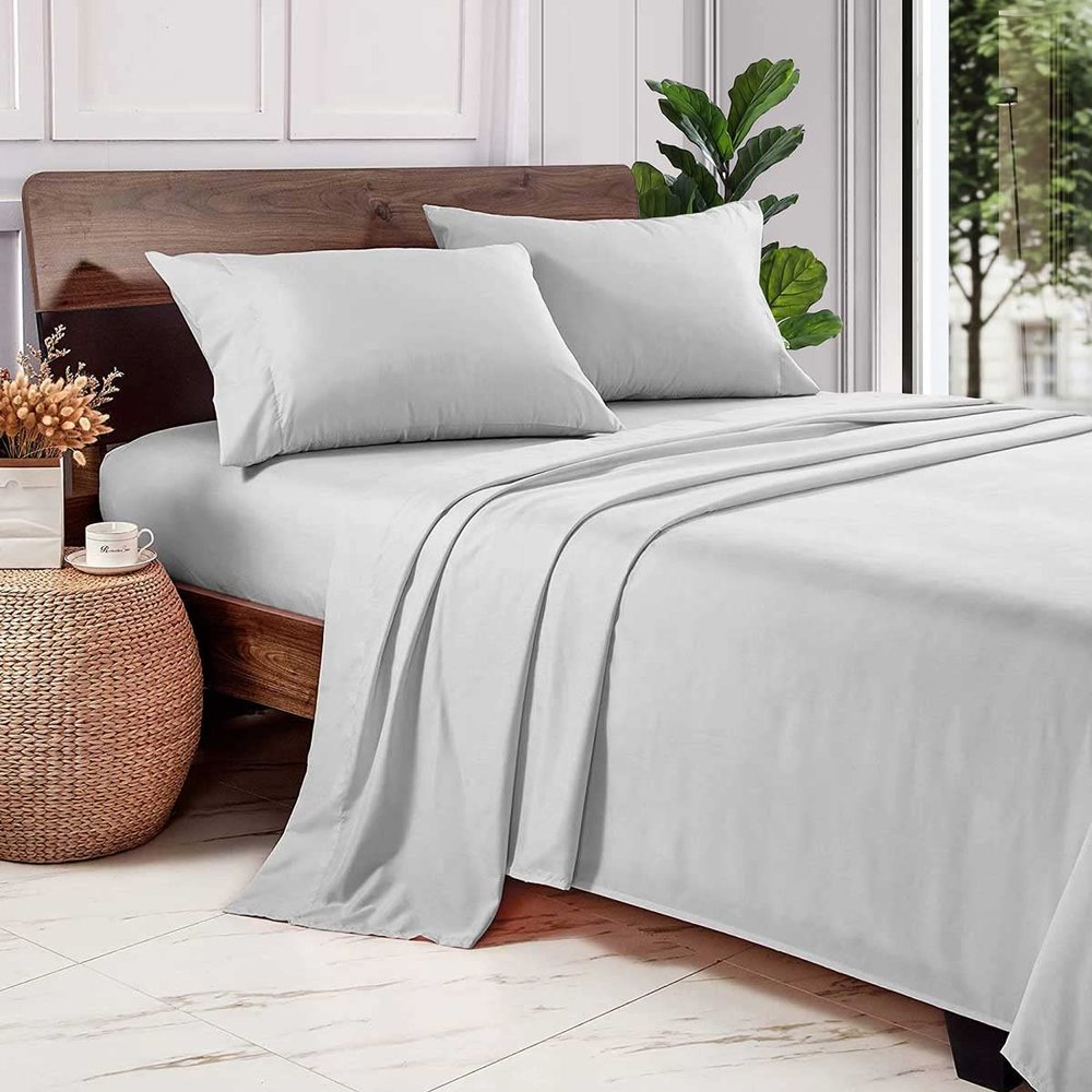 1000 Thread Count 100% Egyptian Cotton Pillow Cases, King Pillowcase Set of 2 Long-Staple Pillow Cover for Sleeping Soft & Silky Sateen Weave Hotel Pillowcases (Light Grey Solid)