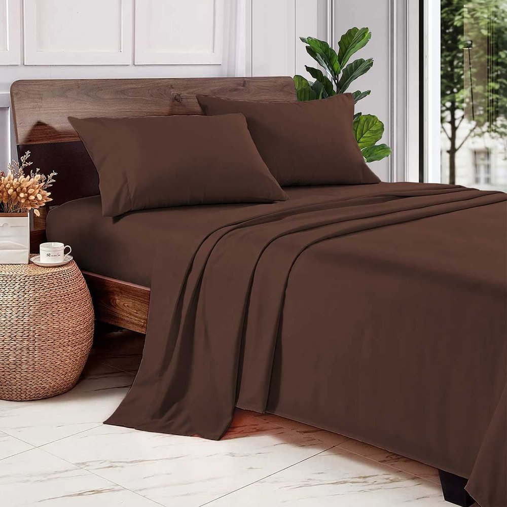 1000 Thread Count 100% Egyptian Cotton Pillow Cases, King Pillowcase Set of 2 Long-Staple Pillow Cover for Sleeping Soft & Silky Sateen Weave Hotel Pillowcases (Chocolate Solid)