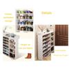 ZEELYDE Shoe Rack,Six-Tier Shoe Cabinet Solid Wood Storage Narrow Shelf with Drawer Standing Hallway Entryway Shoes Cabinet Multi-Function Locker Boots Storage Organizer view 4