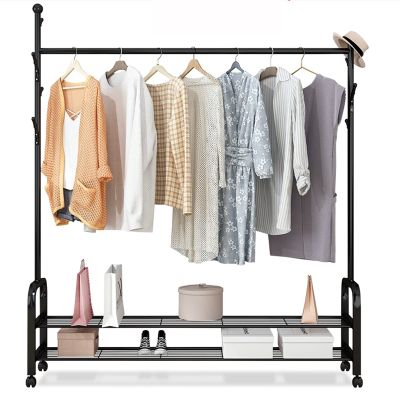 Heavy Duty Clothes Coat Rack with Shelves, Metal Garment Racks Shoe Shelf, Free Standing Armoire (150X35X160cm)