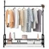 Heavy Duty Clothes Coat Rack with Shelves, Metal Garment Racks Shoe Shelf, Free Standing Armoire (150X35X160cm) view 1
