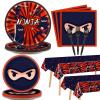 98 Pieces Ninja Birthday Party Decorations Ninja Warrior Tableware Set Karate Plates Napkins Tablecloth Ninja Master Birthday Party Supplies Kit Table Cover Dinnerware Party Favors view 1