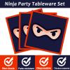 98 Pieces Ninja Birthday Party Decorations Ninja Warrior Tableware Set Karate Plates Napkins Tablecloth Ninja Master Birthday Party Supplies Kit Table Cover Dinnerware Party Favors view 3