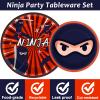 98 Pieces Ninja Birthday Party Decorations Ninja Warrior Tableware Set Karate Plates Napkins Tablecloth Ninja Master Birthday Party Supplies Kit Table Cover Dinnerware Party Favors view 4