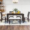 Hlcodca Stylish 6-Piece Dining Room Table Set with 4 Upholstered Chairs & a Bench, Suitable for Restaurants, Kitchens, Small Places and Dining Room (Espresso@e) view 4