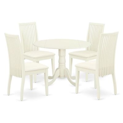 Atlin Designs 5-Piece Wood Dining Set with Cushion Seat in White