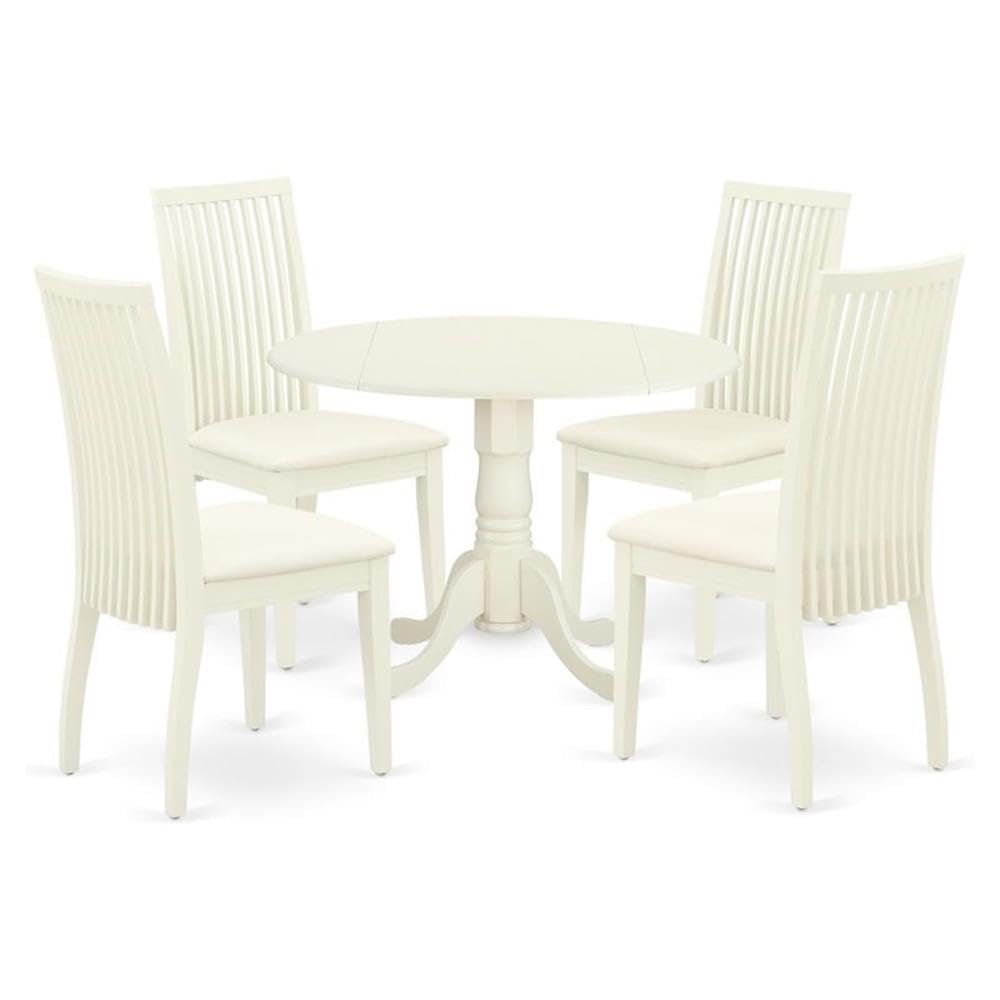 Atlin Designs 5-Piece Wood Dining Set with Cushion Seat in White
