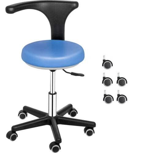 DenFactory Adjustable Stool Chairs with Backrest 360 Rotating Lift Chair Mobile Stool Assistant Nurse Chair Blue