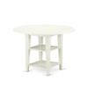 Atlin Designs 3-Piece Dining Set, Rubber Wood and Linen, White Finish, Includes Round Drop Leaf Table with Shelves and 2 Cushion Seat Chairs, Compact Design for Kitchen or Small Dining Room Use view 3