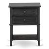 Atlin Designs Wood Nightstand with 2 Drawers, Wire Brushed Black Finish, 16" W x 22" D x 28" H, Asian Wood Construction, Mid Century Modern Style Bedside Table for Bedroom or Living Room view 1
