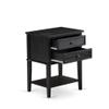 Atlin Designs Wood Nightstand with 2 Drawers, Wire Brushed Black Finish, 16" W x 22" D x 28" H, Asian Wood Construction, Mid Century Modern Style Bedside Table for Bedroom or Living Room view 3