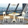 Atlin Designs 3-Piece Dining Set with Leather Seat in Linen White view 2