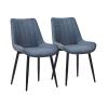 CLIPOP Dining Chairs Set of 2, Faux Leather Dining Room Chair with Upholstered Seat, High Back Comfy Cushion, Metal Leg, Accent Kitchen Side Chair for Living, Restaurant & Meeting Room, Blue view 1