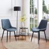CLIPOP Dining Chairs Set of 2, Faux Leather Dining Room Chair with Upholstered Seat, High Back Comfy Cushion, Metal Leg, Accent Kitchen Side Chair for Living, Restaurant & Meeting Room, Blue view 2