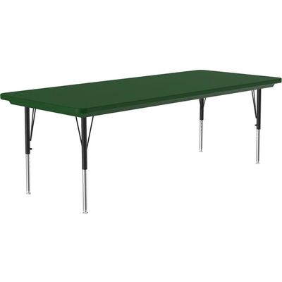 UrbanPro 30" x 60" Plastic & Metal Adjustable Activity Table, Green Finish, Blow Molded Resin Top, Height Adjustable 19-29", Scratch-Resistant, Free-Standing Steel Frame, Kids Table for Schools and